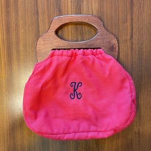 Wooden handle monogram bag